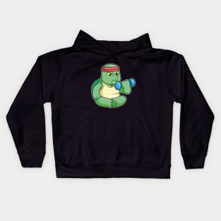 Turtle at Biceps Exercises with Dumbbell Kids Hoodie